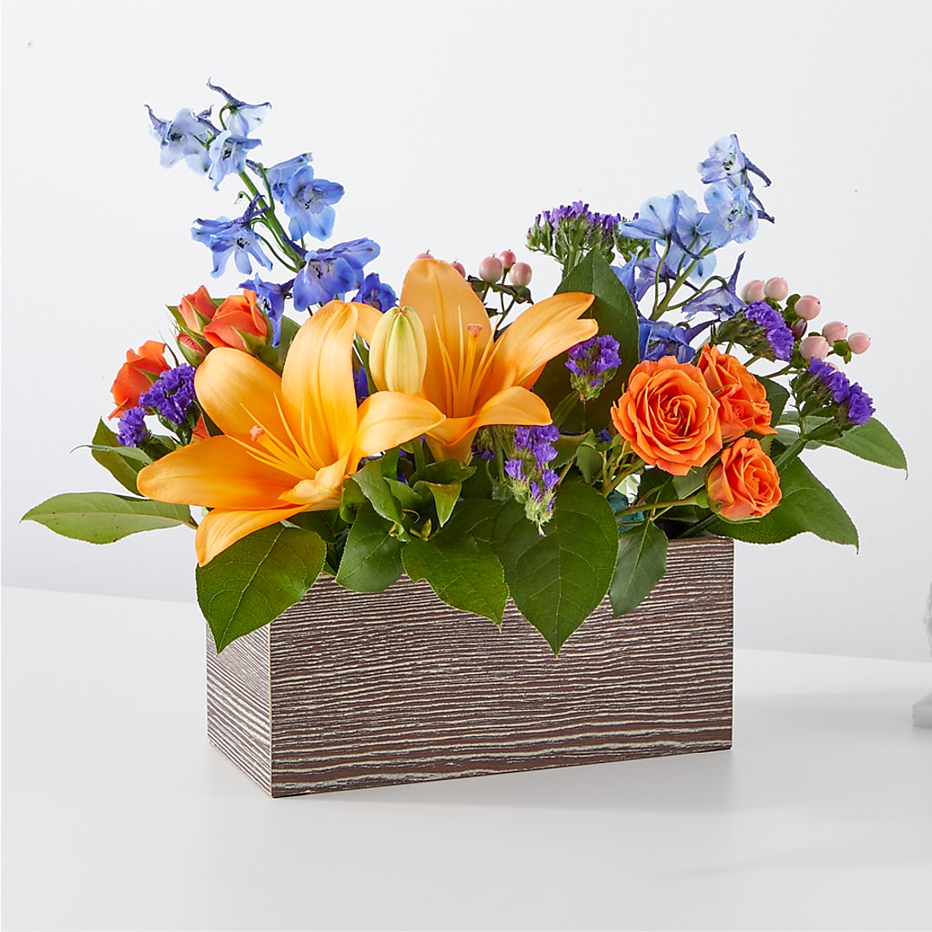 Radiant Citrus Box Bouquet – Le Bloom Floral, Le Mars IA
