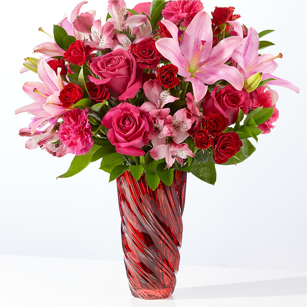 In Love Bouquet with Luxe Swirl Vase – Le Bloom Floral, Le Mars IA