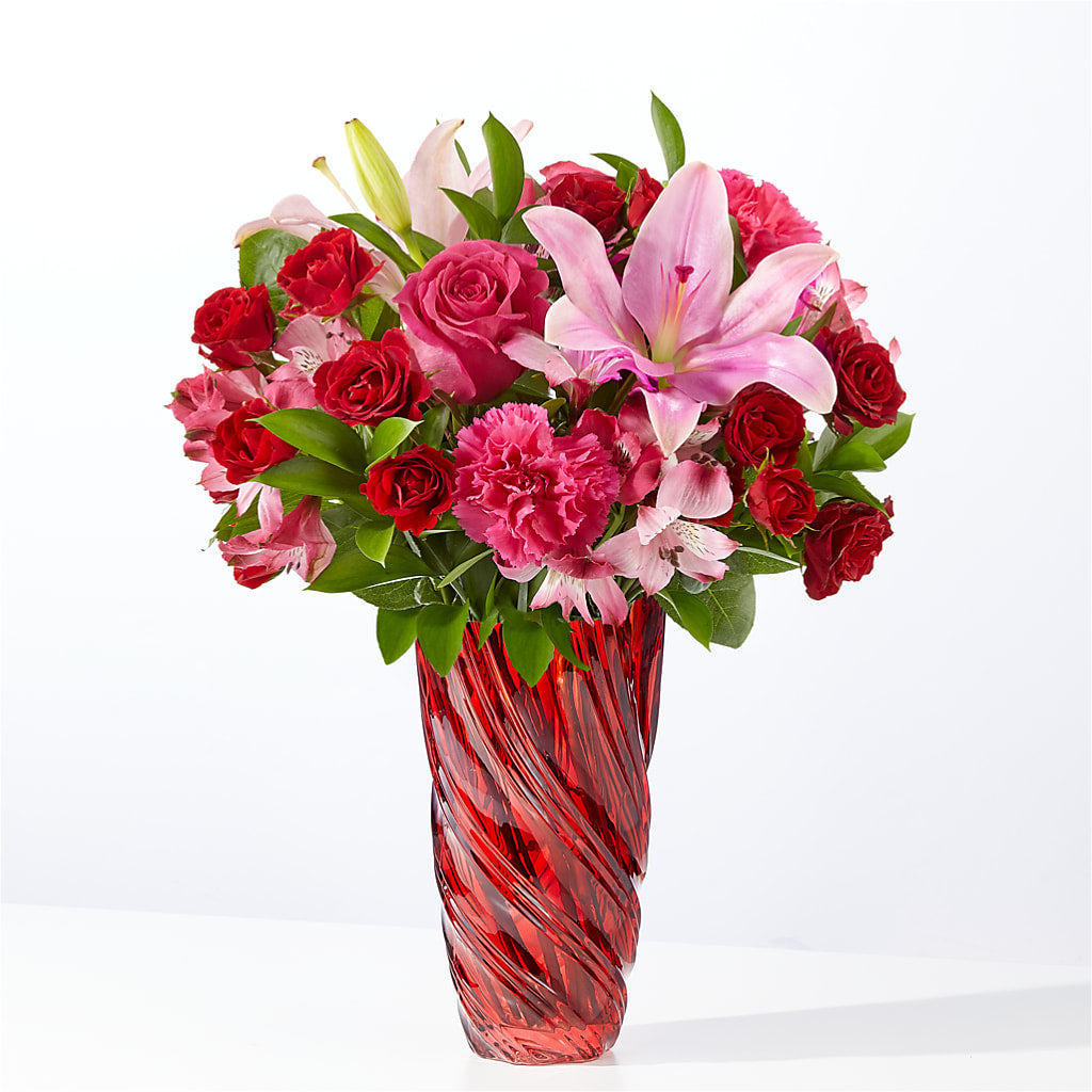 In Love Bouquet with Luxe Swirl Vase – Le Bloom Floral, Le Mars IA