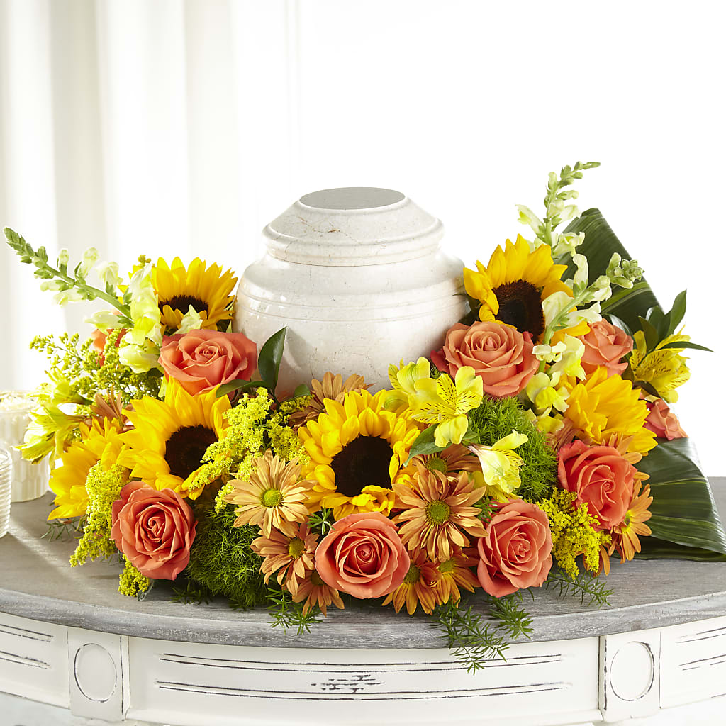 Faithful Sunflower Cremation Adornment – Le Bloom Floral, Le Mars IA
