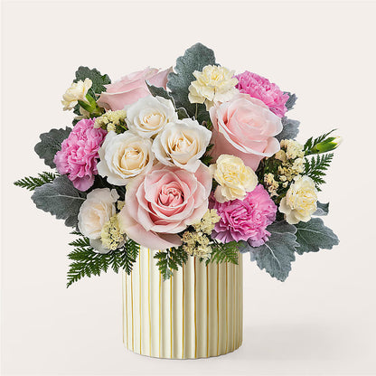 Blissful Moments Bouquet with Ivory Vase –  Le Bloom Floral, Le Mars IA