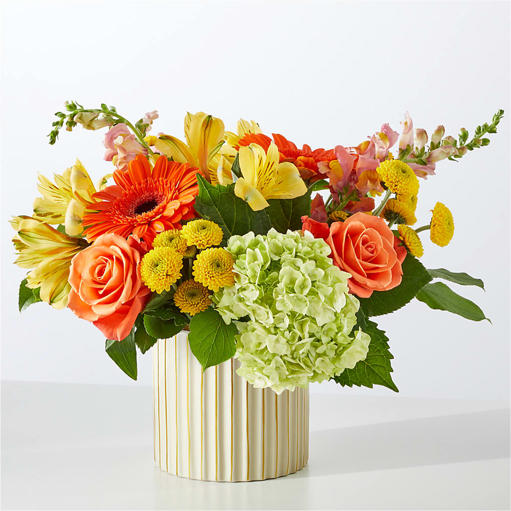 Autumn Sunshine Bouquet with Ivory Vase –  Le Bloom Floral, Le Mars IA