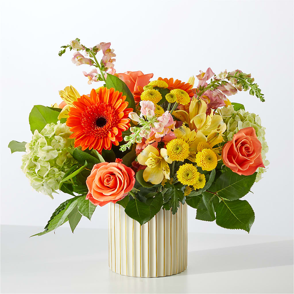 Autumn Sunshine Bouquet with Ivory Vase –  Le Bloom Floral, Le Mars IA