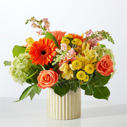 Autumn Sunshine Bouquet with Ivory Vase –  Le Bloom Floral, Le Mars IA