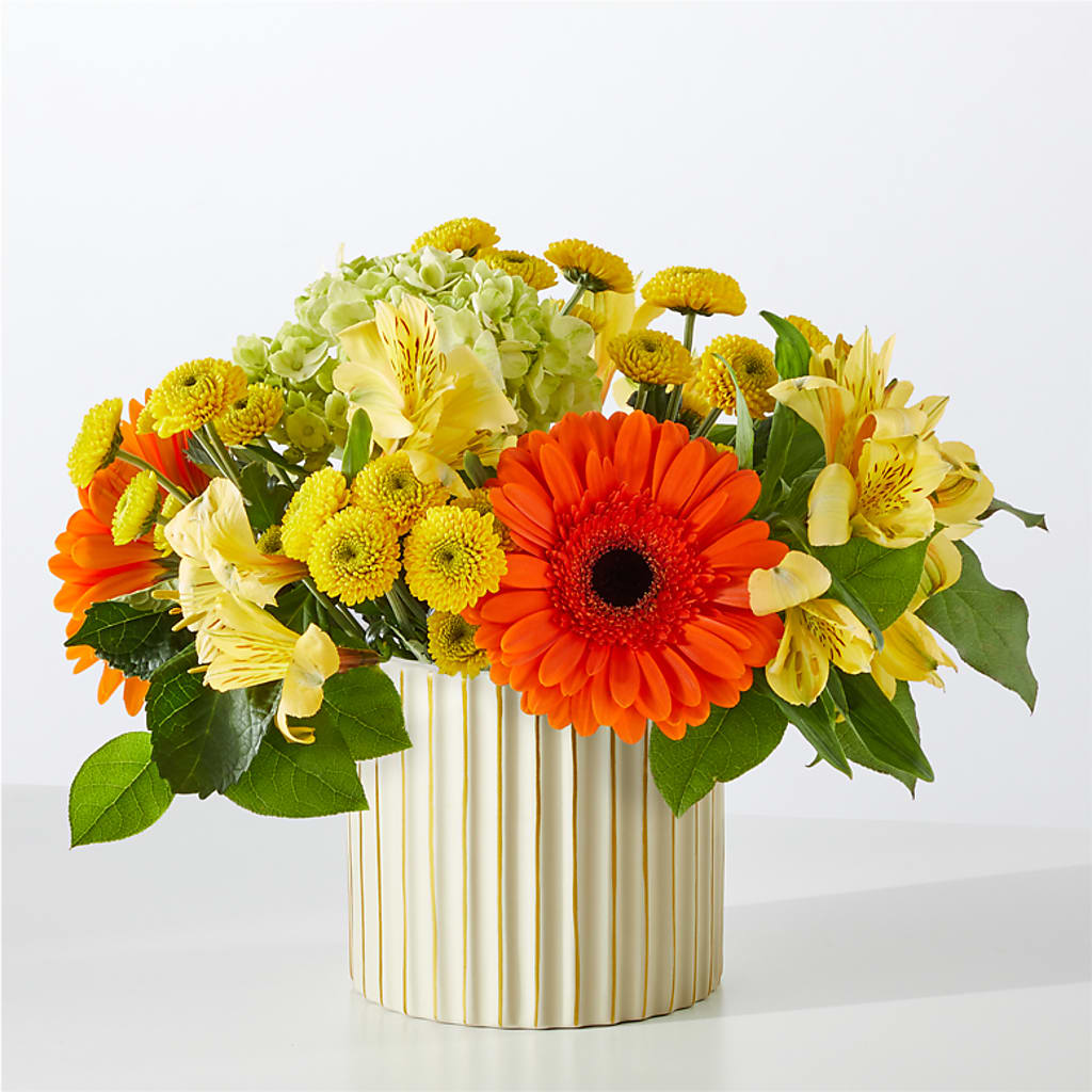 Autumn Sunshine Bouquet with Ivory Vase –  Le Bloom Floral, Le Mars IA