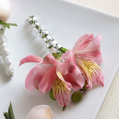 Pink Peruvian Lily Boutonniere –  Le Bloom Floral, Le Mars IA