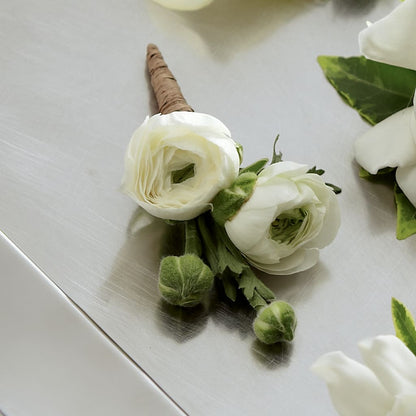 White Ranunculus Boutonniere –  Le Bloom Floral, Le Mars IA